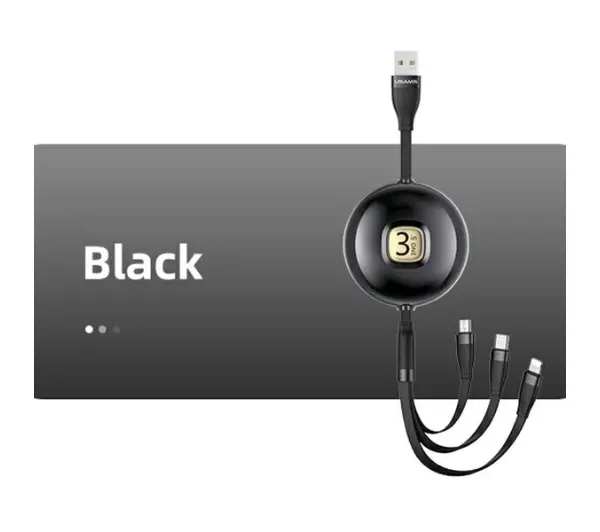 USAMS 3w1 USB do lightning/microUSB/USB-C 1m Czarny