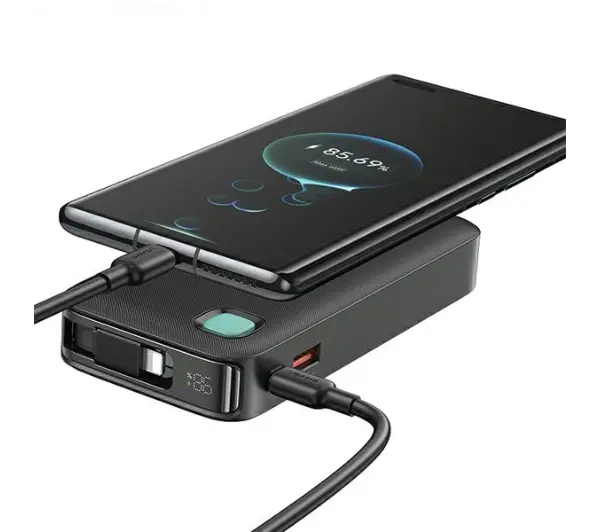 USAMS US-CD225 Ze zwijanym kablem Lightning Retractable 10000mAh PD 20W Fast Charge XY Series Fioletowy