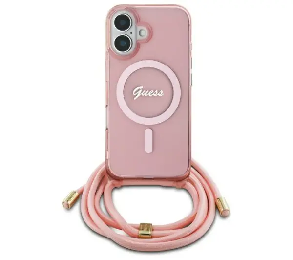 Guess Crossbody Cord Script MagSafe do iPhone 16 Różowy
