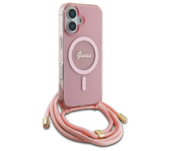 Guess Crossbody Cord Script MagSafe do iPhone 16 Różowy