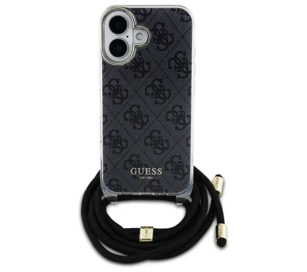 Guess Crossbody Cord 4G Print do iPhone 16 Czarny