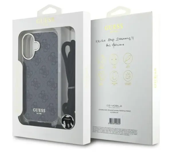 Guess Crossbody Cord 4G Print do iPhone 16 Czarny