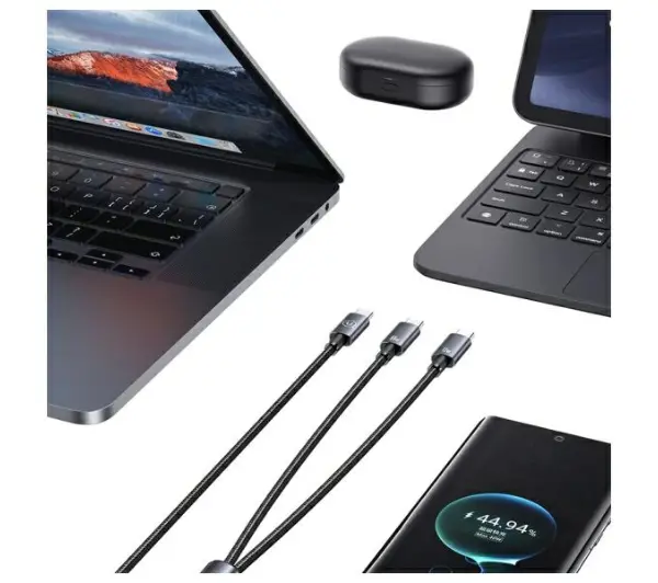 USAMS 2w1 2xUSB-C 72W 1,2m Czarny