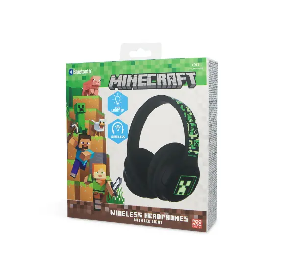 OTL Technologies Minecraft Wireless LED Nauszne Zielony