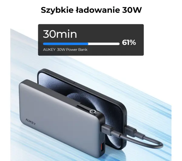 Aukey PB-Y41 10000mAh 30W Szary