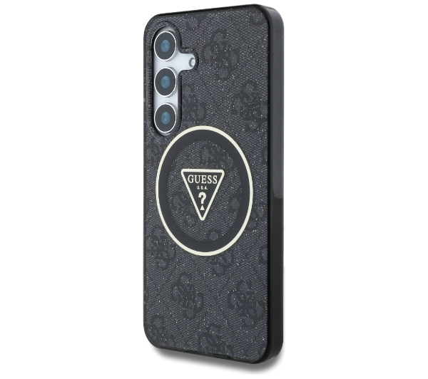 Guess 4G Glitter Triangle Buttons MagSafe do Galaxy S25 Plus Czarny