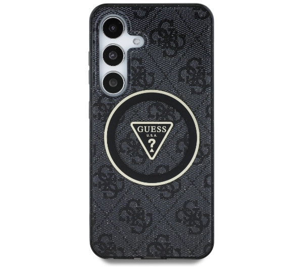 Guess 4G Glitter Triangle Buttons MagSafe do Galaxy S25 Plus Czarny