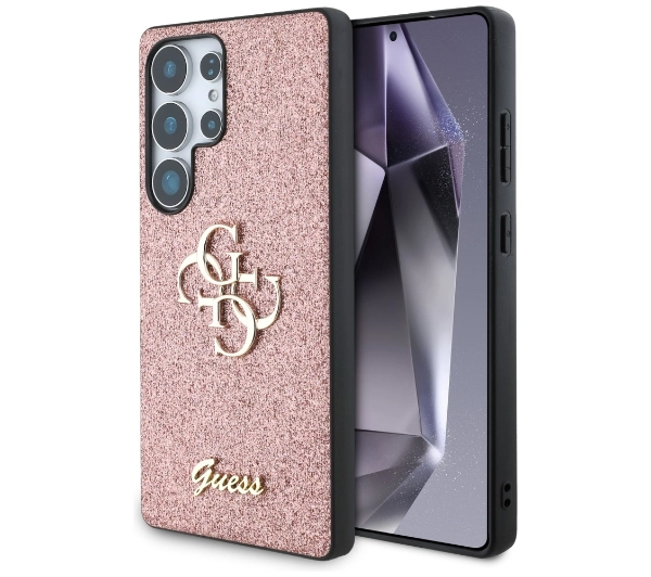 Guess Fixed Glitter Big 4G Metal Logo do Galaxy S25 Ultra Różowy