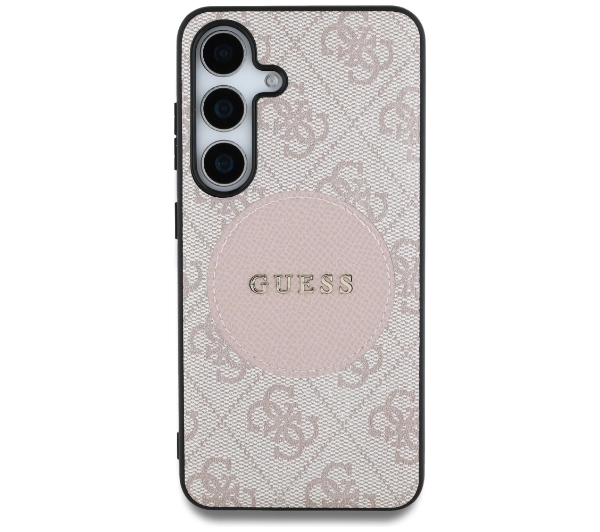 Guess 4G Round Patch Classic Logo MagSafe do Galaxy S25 Plus Różowy