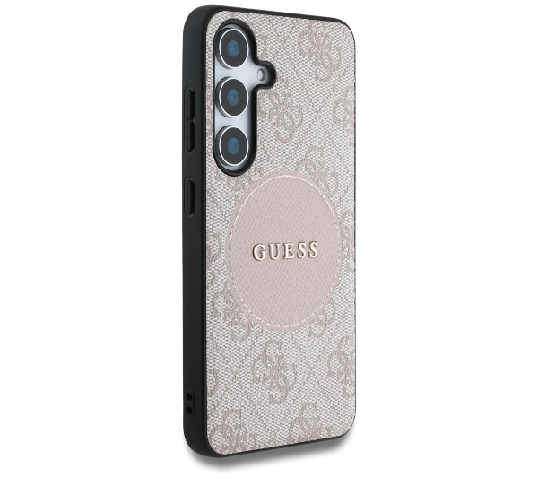 Guess 4G Round Patch Classic Logo MagSafe do Galaxy S25 Plus Różowy