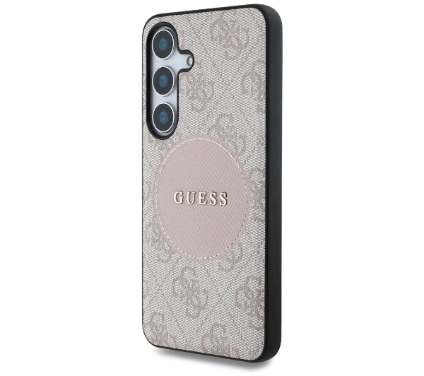 Guess 4G Round Patch Classic Logo MagSafe do Galaxy S25 Plus Różowy