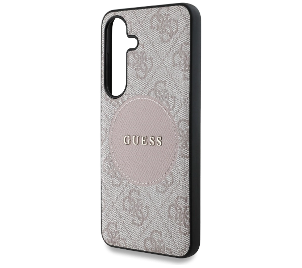 Guess 4G Round Patch Classic Logo MagSafe do Galaxy S25 Plus Różowy