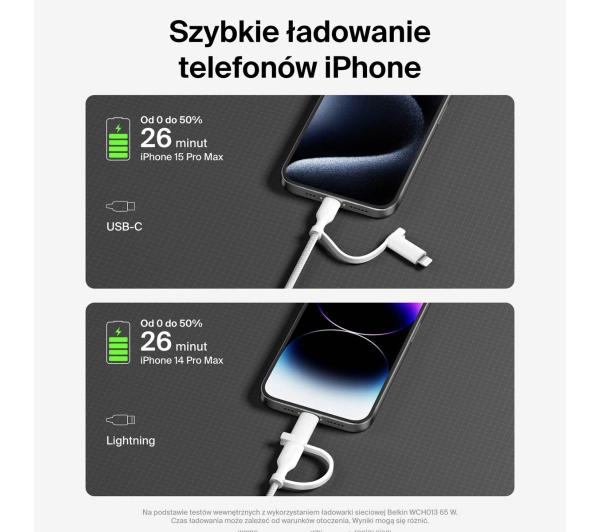 Belkin 2w1 USB-C do Lightning 60W 1,5m Biały