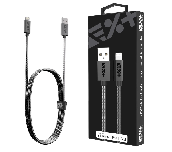 Фото - Кабель NEXT ONE USB-A do Lightning Metallic MFI 1m Szary