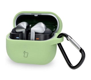 Bizon Silikonowe z karabińczykiem do Samsung Galaxy Buds 3/3 Pro Jasnozielony