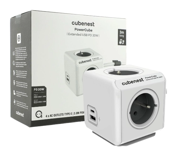 Cubenest PowerCube Extended PC520 USB PD 20W 3m Szary