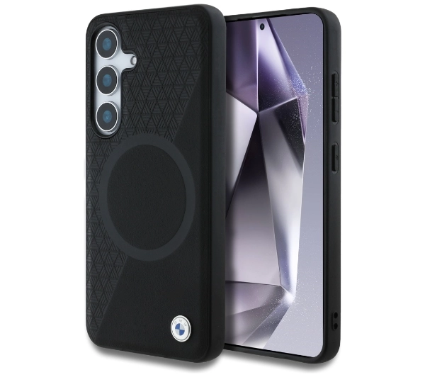 BMW Leather Half Textured MagSafe do Galaxy S25 Czarny