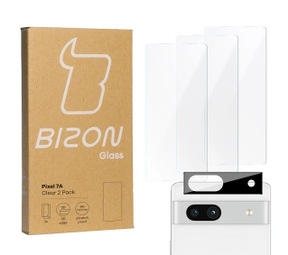 Bizon 3x szkło + szybka na aparat Clear 2 Pack do Pixel 7A