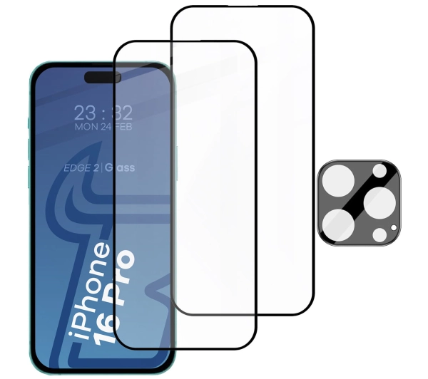 Bizon 2x szkło + szybka na aparat Edge 2 Pack do iPhone 16 Pro Max