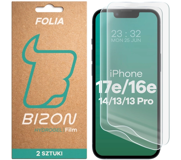 Bizon Hydrogel Front Duo iPhone 16e/14/13/13 Pro/17e 2 sztuki