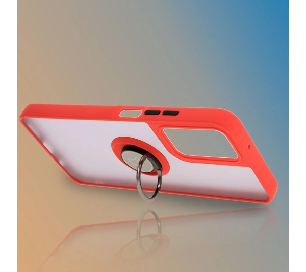 Bizon z uchwytem na palec Hybrid Ring do Motorola Moto G35 5G Przydymione z czerwoną ramką