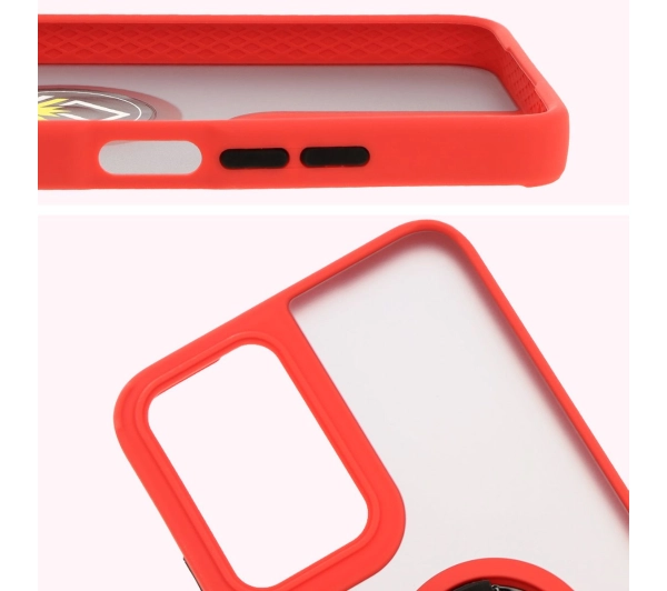Bizon z uchwytem na palec Hybrid Ring do Motorola Moto G35 5G Przydymione z czerwoną ramką