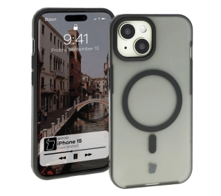 Bizon MatteO z MagSafe do iPhone 15 Półprzezroczyste z czarną ramką