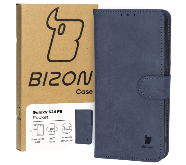 Bizon z klapką Pocket do Galaxy S24 FE Granatowy