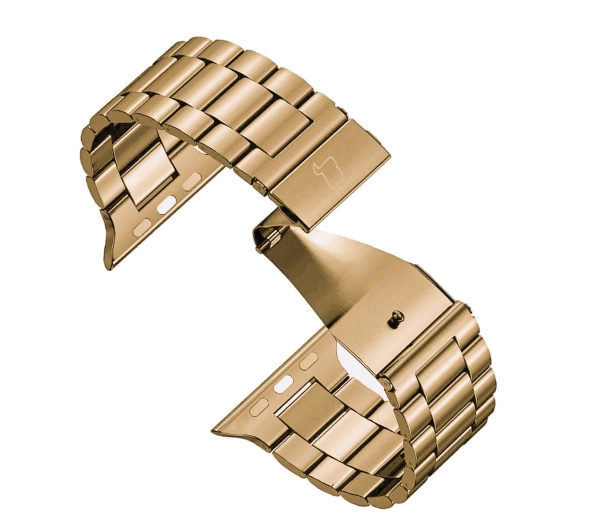 Bizon ze stali nierdzewnej Aura do Apple Watch 41/40/38mm Różowo-złoty