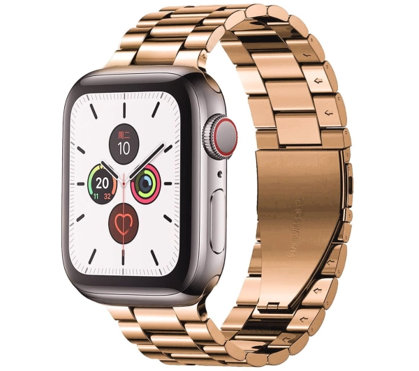 Bizon ze stali nierdzewnej Aura do Apple Watch 41/40/38mm Różowo-złoty