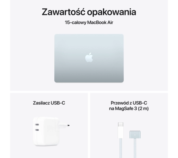 Apple MacBook Air 2025 15,3" M4 16GB RAM 512GB Dysk macOS Błękitny Funkcje AI - Kup na Raty - RRSO 0%
