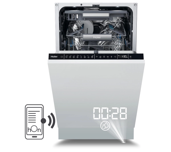 Zmywarki do zabudowy - Haier i-Pro Shine Seria 4 XI1C1TB4LPCFB 44,8cm Automatycznie otwierane drzwi Zdalne sterowanie