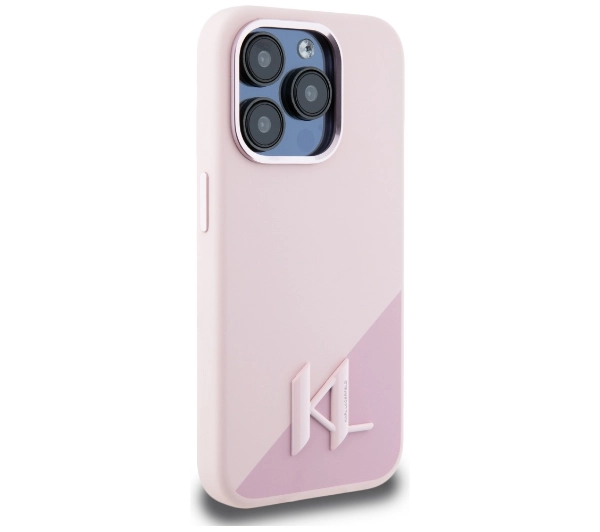 Karl Lagerfeld Silicone Shadow Metal Initial MagSafe do iPhone 15 Pro Max Różowy