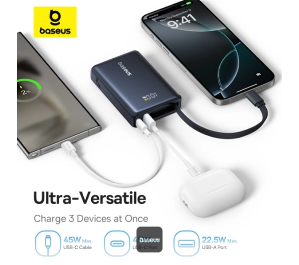 Baseus PicoGo Digital Display 10000mAh 45W Czarny