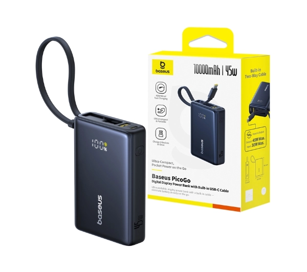 Baseus PicoGo Digital Display 10000mAh 45W Czarny