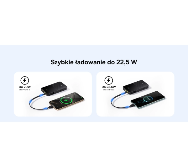 Baseus Bipow 2 Pro 10000mAh 22.5W Cyfrowy wyświetlacz, Wbudowany kabel USB-C Czarny - ⚡ BESTSELLERY ⚡