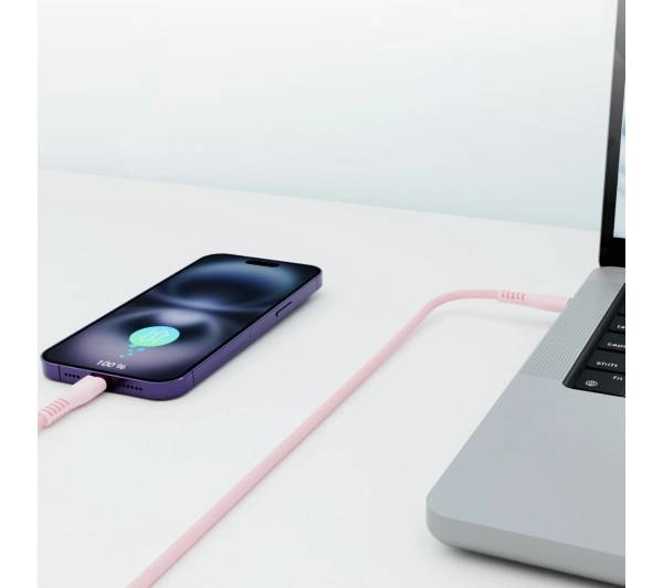 QUALO USB-C do Lightning 1,5m 2,4A Różowy