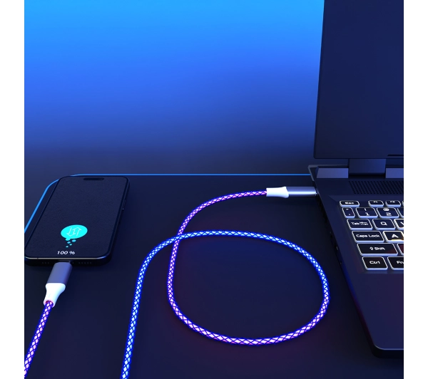 QUALO USB-C do Lightning 1m 3A Kolorowy