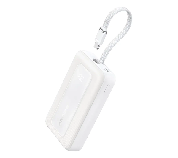 Anker Zolo (A1689H21) 20000mAh 30W wbudowany kabel USB-C Biały