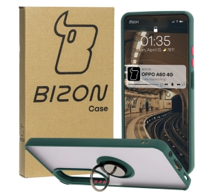 Bizon z uchwytem na palec Hybrid Ring do Oppo A60 4G przydymione z Ciemnozieloną ramką