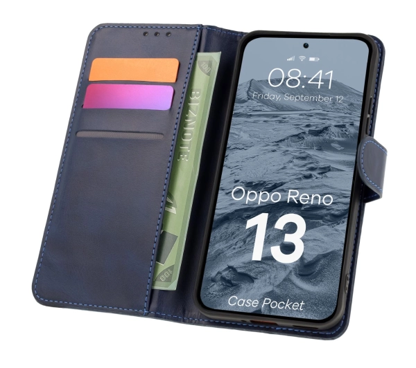 Bizon z klapką Pocket do Oppo Reno13 Granatowy