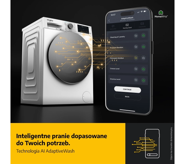 Whirlpool WAM 87WB PL AI AdaptiveWash Funkcje AI 8kg 1400obr/min Zdalne sterowanie - Kup na Raty - RRSO 0%