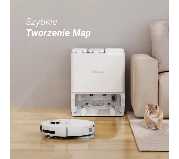 Ezviz RS20 Pro Funkcja mopowania Stacja oczyszczająca Tworzenie mapy pomieszczenia 65dB Biały AI - Kup na Raty - RRSO 0%