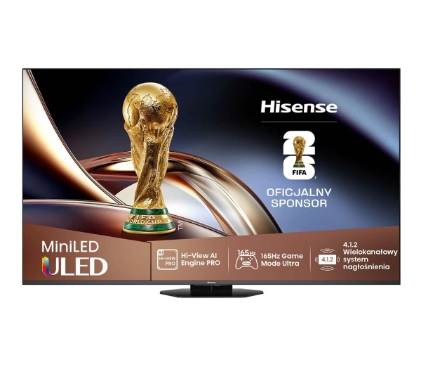 Hisense 55U8Q 55" ULED MiniLED 4K 165Hz Smart TV Funkcje AI Dolby Vision Dolby Atmos HDMI 2.1 DVB-T2