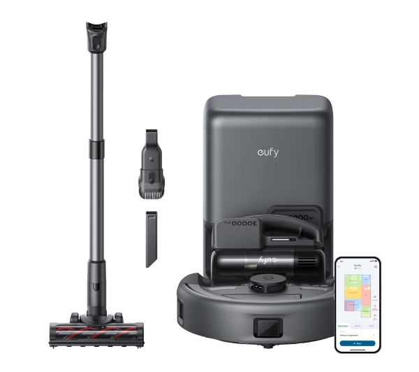 Roboty sprzątające - Eufy E20 Stacja oczyszczająca Tworzenie mapy pomieszczenia 57dB Czarny
