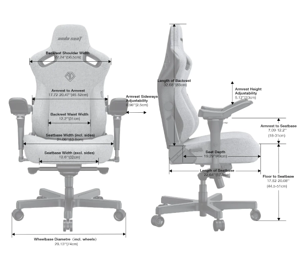 Anda Seat Kaiser 3 Pro XL Gamingowy do 200kg Tkanina Ciemnoszary - Kup na Raty - RRSO 0%