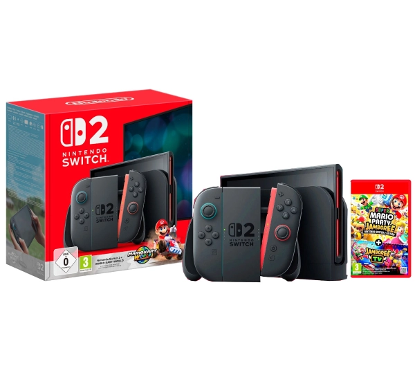 Nintendo Switch 2 Joy-Con Czarny + Mario Kart World + Super Mario Party Jamboree Nintendo Switch 2 Edition + Jamboree TV