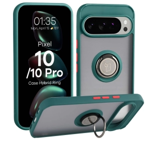Bizon z uchwytem na palec Hybrid Ring do Google Pixel 10 / Google Pixel 10 Pro Przydymione z ciemnozieloną ramką