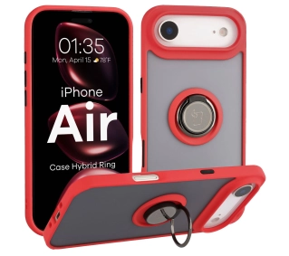 Bizon z uchwytem na palec Hybrid Ring do Apple iPhone Air Przydymione z czerwoną ramką