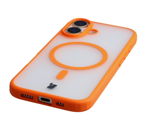Bizon MatteO z MagSafe do MatteO iPhone 17 Orange Półprzezroczyste z pomarańczową ramką